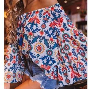 NEW Boho off shoulder bell sleeve top